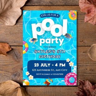 Invitation Fête d'été Splash Kids Pool Party Anniversaire