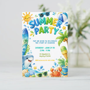 Invitation Fête d'été sur la plage pour un anniversaire