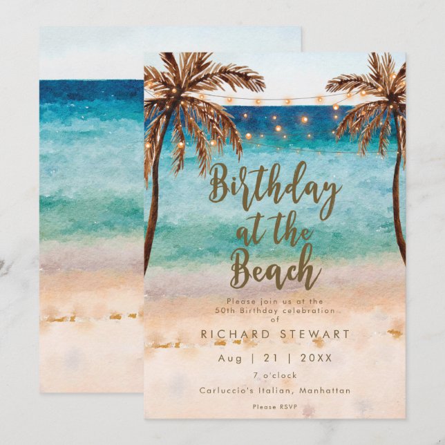 Invitation fête d'été sur la plage tropicale (Devant / Derrière)