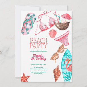 Invitation fête d'été sur la plage watercolor