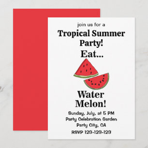Invitation Fête d'été tropicale drôle avec fruit de pastèque