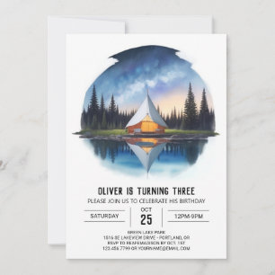 Invitation Fête d'exploration naturelle du camping Anniversai