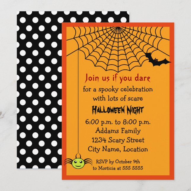 Invitation Fête d'Halloween (Devant / Derrière)