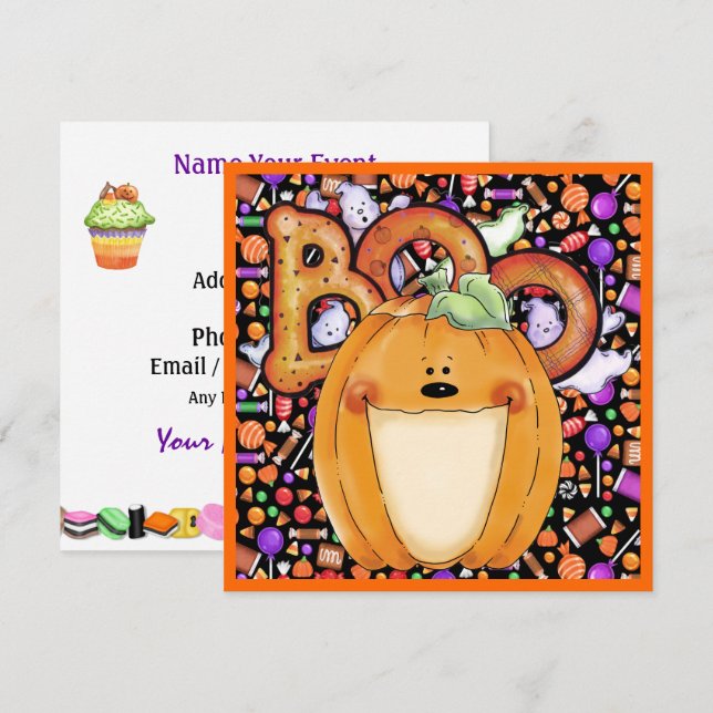 Invitation Fête d'Halloween (Devant / Derrière)