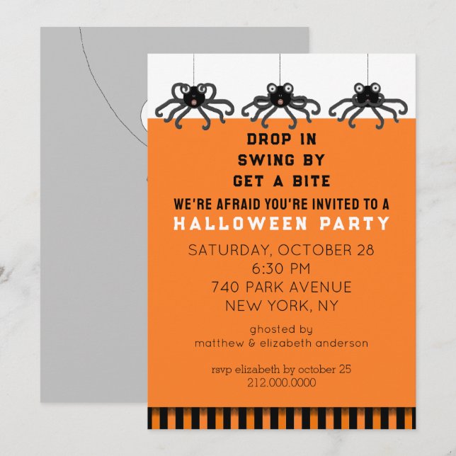 Invitation Fête d'Halloween (Devant / Derrière)
