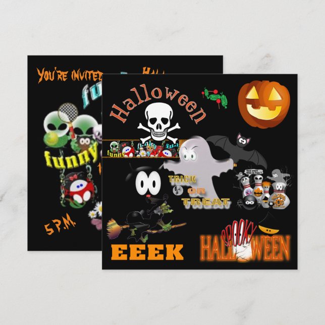 Invitation Fête d'Halloween (Devant / Derrière)