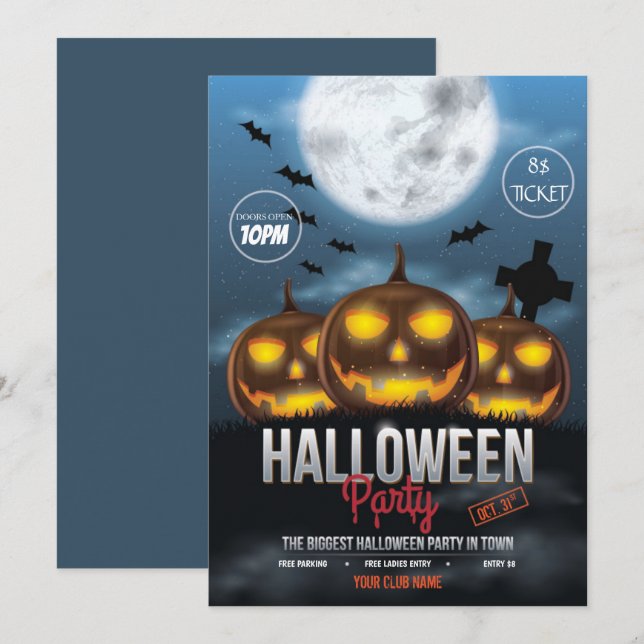 Invitation Fête d'Halloween (Devant / Derrière)