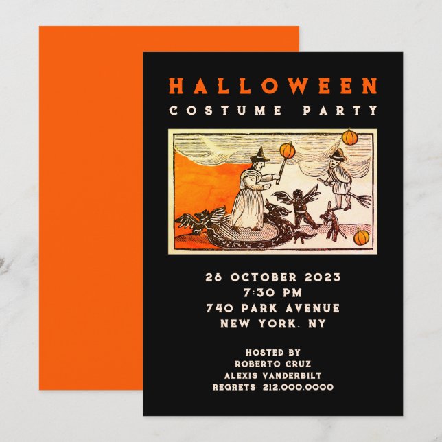 Invitation Fête d'Halloween (Devant / Derrière)