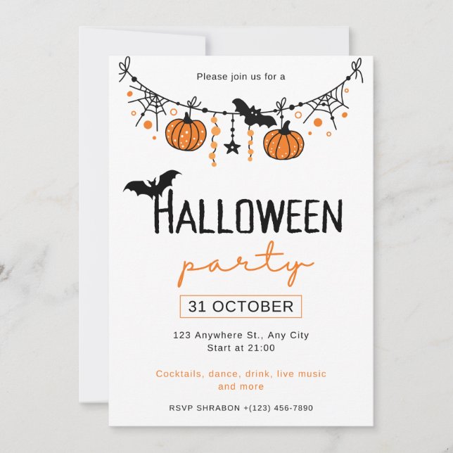 Invitation Fête d'Halloween (Devant)