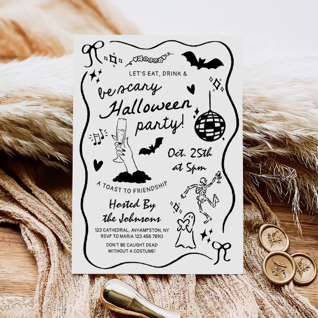 Invitation Fête d'Halloween à la main lunaire (Créateur téléchargé)