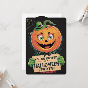Invitation Fête d'Halloween à la tête de citrouille vintage