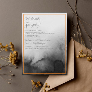 Invitation Fête d'Halloween à l'aquarelle sombre noir orange