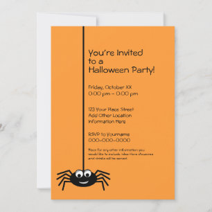 Invitation Fête d'Halloween à l'araignée noire