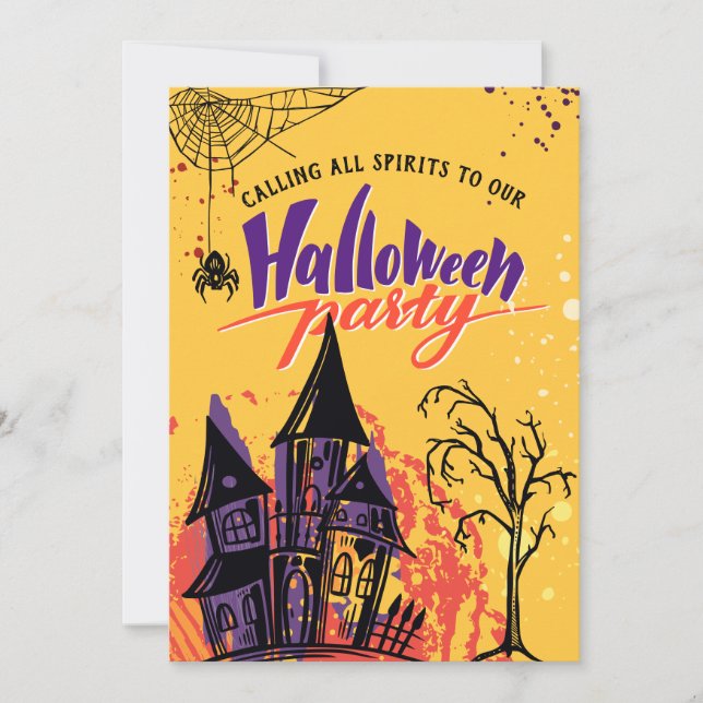 Invitation Fête d'Halloween Abstraite et colorée (Devant)
