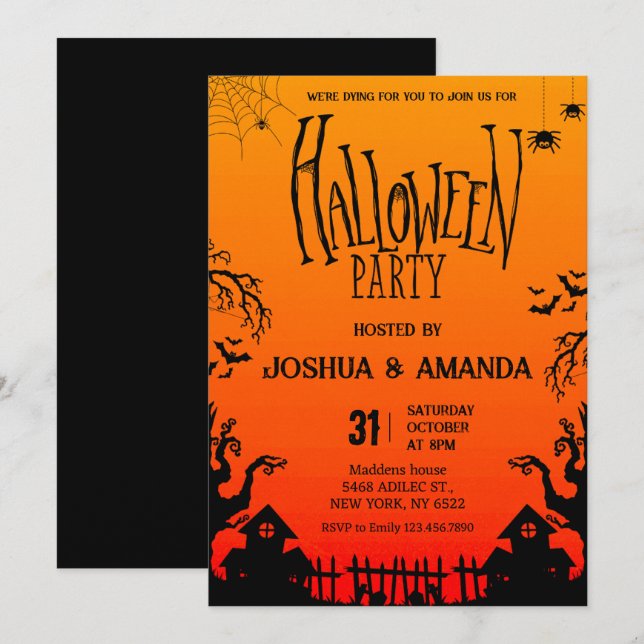 Invitation Fête d'Halloween adulte (Devant / Derrière)