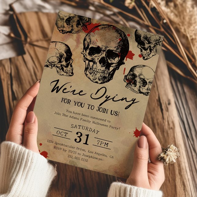 Invitation Fête d'Halloween adulte crâne vintage (Créateur téléchargé)