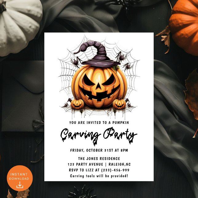 Invitation Fête d'Halloween adulte de Citrouille moderne (Créateur téléchargé)