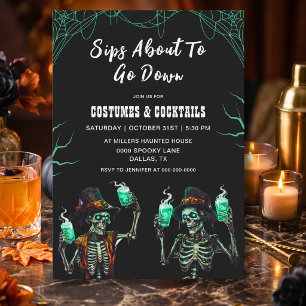 Invitation Fête d'Halloween adulte squelette effrayant 