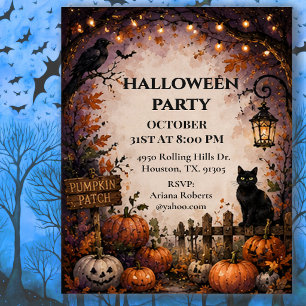 Invitation Fête d'Halloween au champ de citrouilles de minuit