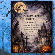 Fête d'Halloween au cimetière au clair de lune 