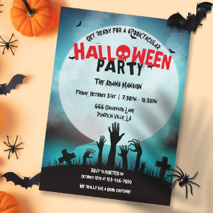 Invitation Fête d'Halloween au cimetière de zombies effrayant