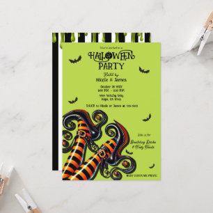 Invitation Fête d'Halloween aux jambes noires orange vert sor