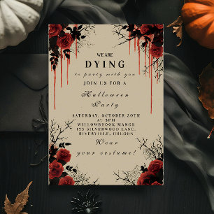 Invitation Fête d'Halloween aux Roses Gothiques Sanglantes