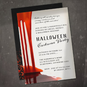 Invitation Fête d'Halloween avec des gouttes de sang effrayan