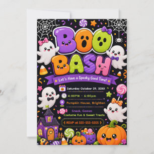 Invitation Fête d'Halloween Bash Boo Mignonne