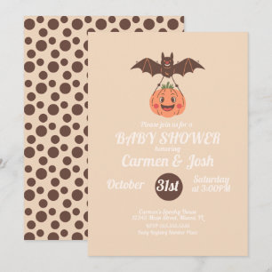 Invitation Fête d'Halloween Bébé Vintage Citrouille Chauve-so