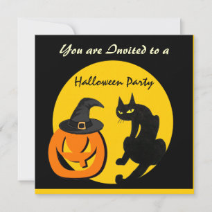 INVITATION FÊTE D'HALLOWEEN CHAT NOIR