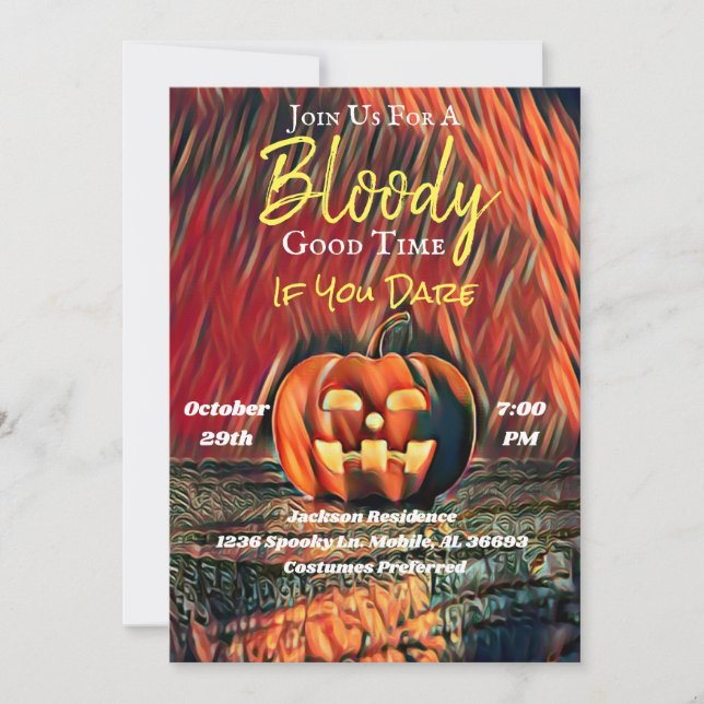 Invitation Fête d'Halloween Citrouille effrayant (Devant)
