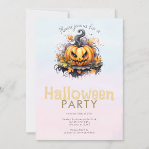 Invitation Fête d'Halloween Citrouille Jack-O' Lantern Épouva