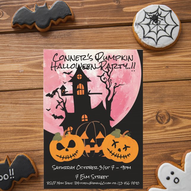 Invitation Fête d'Halloween Citrouille pour enfants (Pumpkin Halloween Party Invite)
