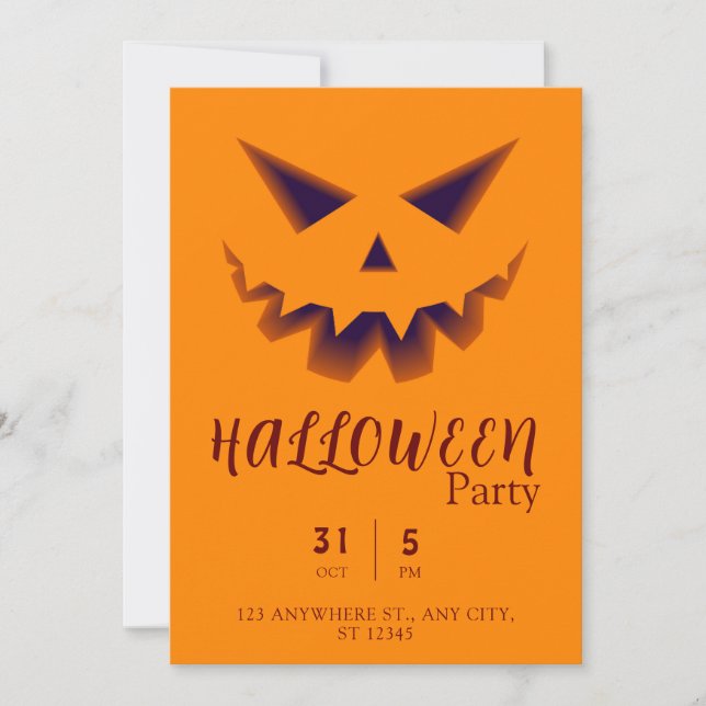 Invitation Fête d'Halloween Citrouille simple et orange (Devant)