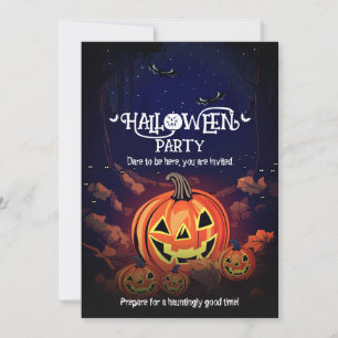Invitation Fête d'Halloween Citrouille Squelettique et Chauve