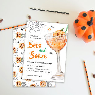 Invitation Fête d'Halloween Cocktail de Boos and Booze