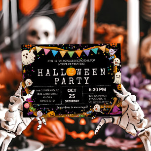 Invitation Fête d'Halloween colorée et amusante pour enfants