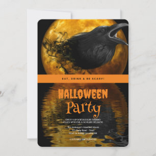 Invitation Fête d'Halloween Corbeau gothique