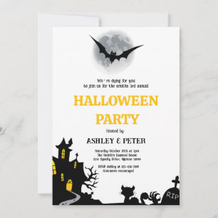 Invitation Fête d'Halloween Costume annuel Maison hantée 