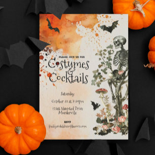 Invitation Fête d'Halloween Costume Ensorcelé et Cocktails