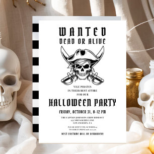 Invitation Fête d'Halloween crâne de pirate vintage 