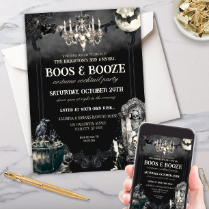 Invitation Fête d'Halloween de Chauves-souris de Momie Drôle 