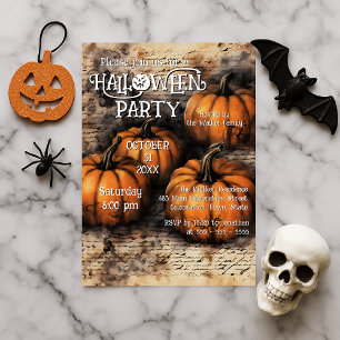Invitation Fête d'Halloween de citrouille de ferme rustique v