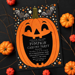Invitation Fête d'Halloween de découpage de citrouille vintag
