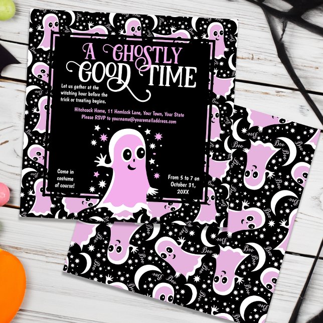 Invitation Fête d'Halloween de la fille Fille aux Fantômes ro (Créateur téléchargé)