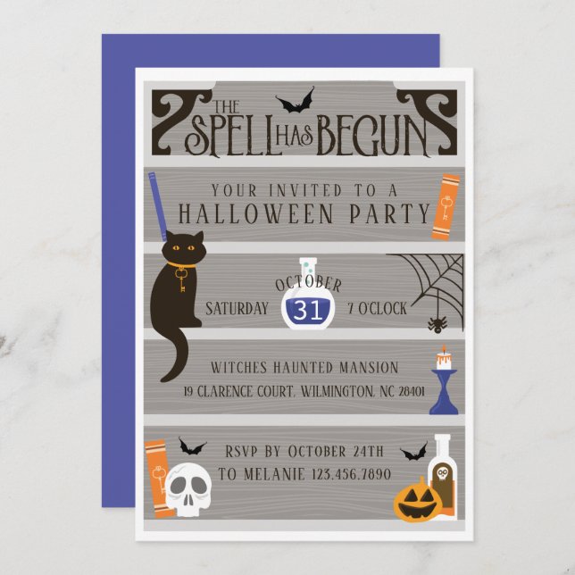 Invitation Fête d'Halloween de la Maison Chasse (Devant / Derrière)