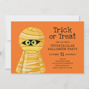 Invitation Fête d'Halloween de la momie enveloppée douce