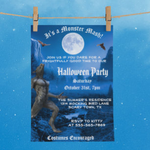 Invitation Fête d'Halloween de mash de monstres gothiques lou