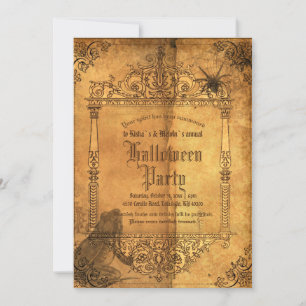 Invitation Fête d'Halloween de sorcière gothique victorienne 